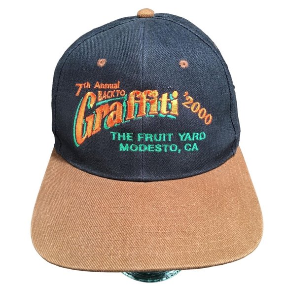 7th Annual Modesto Graffiti 2000 The Fruit Yard Black & Brown Snapback Hat Cap - Picture 1 of 8